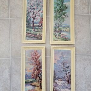 Set of Four Framed Seasonal Landscape Paintings